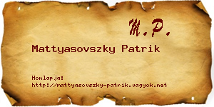Mattyasovszky Patrik névjegykártya